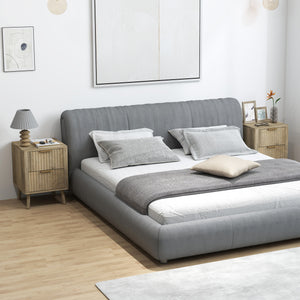 Set of 2 bedside tables with fluted handles and drawers, oak effect