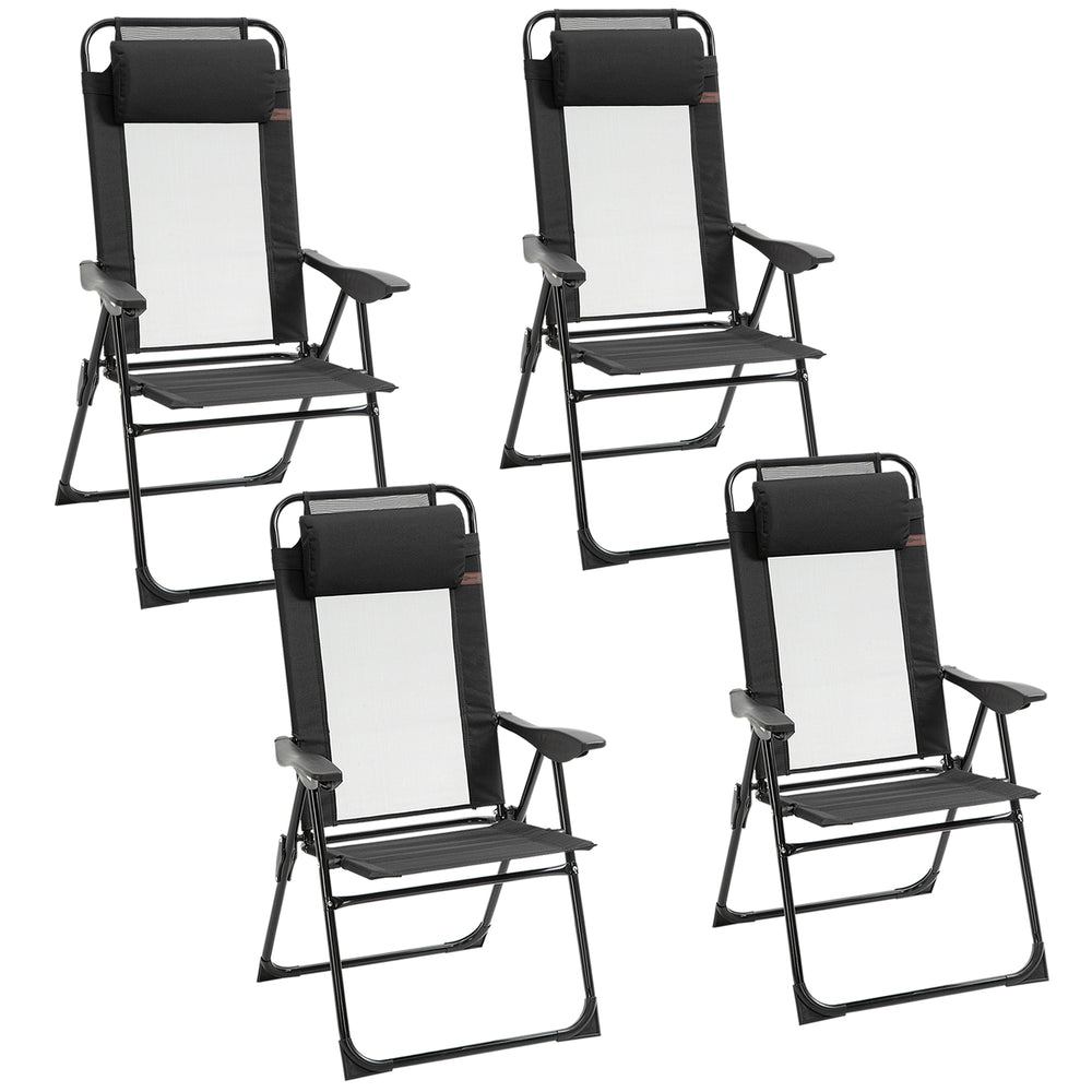 Set of 4 camping chairs, black