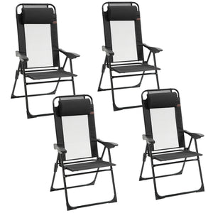 Set of 4 camping chairs, black
