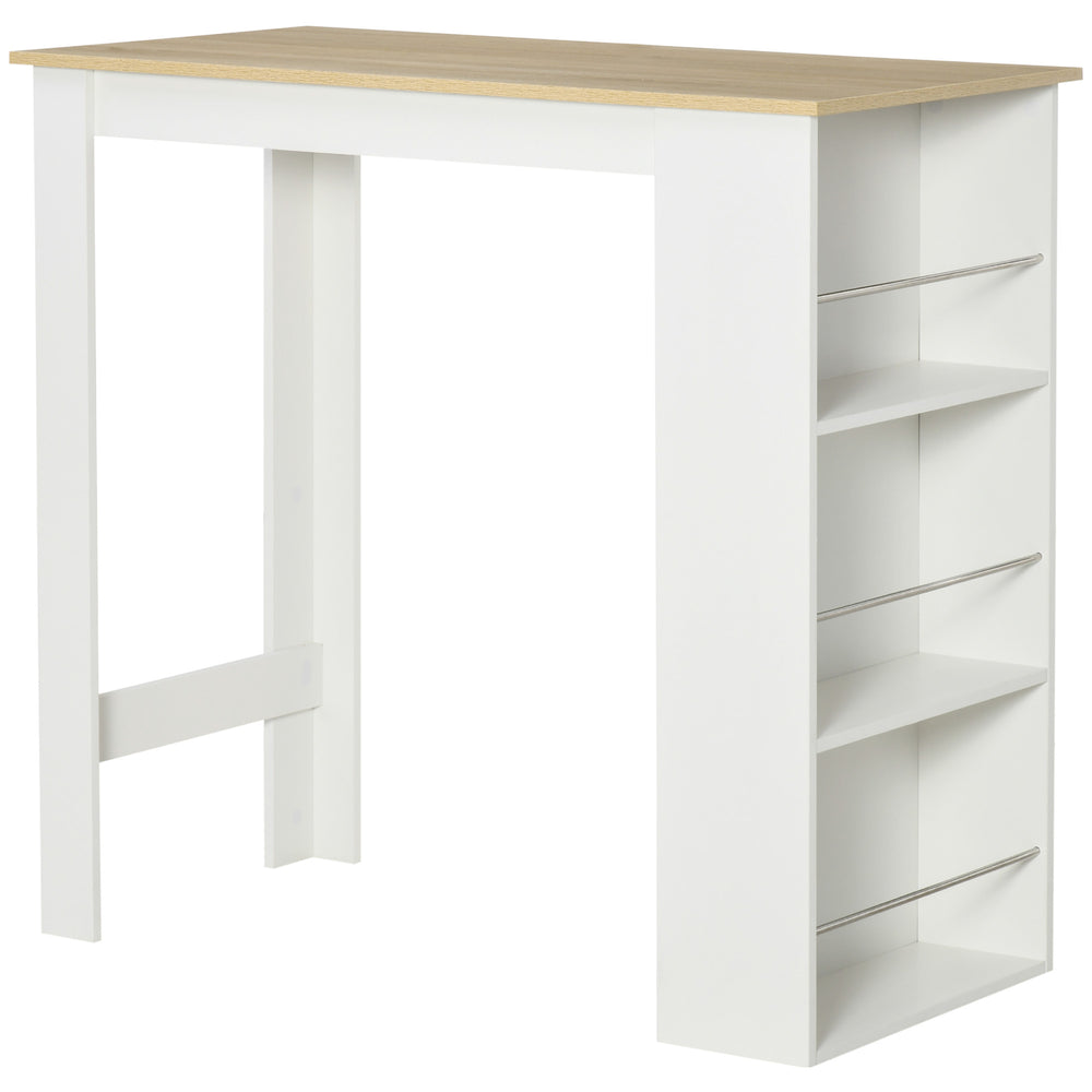 Bar table with 3 storage shelves, white