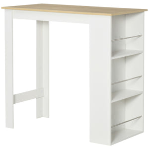 Bar table with 3 storage shelves, white