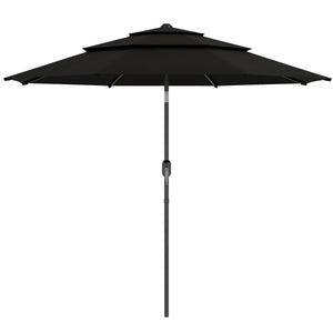 9-foot, 3-tier patio umbrella with push-button tilt, black
