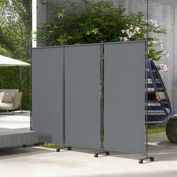 Folding screen with wheels, grey