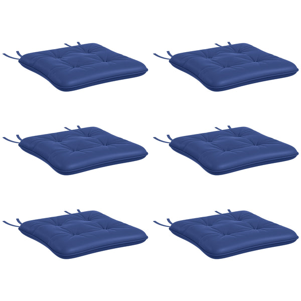 6-Piece Replacement Cushions, for Outdoor Patio Chair with Ties, Tufted, Dark Blue