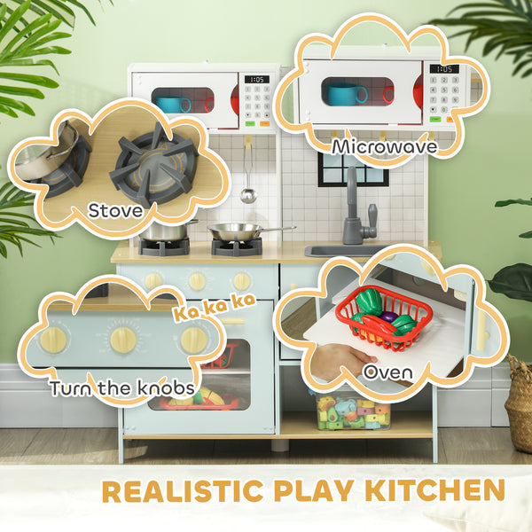 Kids Play Kitchen with Blue Kitchen Accessories