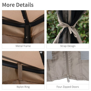 10' x 10' Patio Gazebo Outdoor Pavilion 2 Tire Roof Canopy Shelter Garden Event Party Tent Steel Frame, Brown