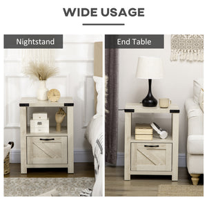 Side table with storage and drawer, oak