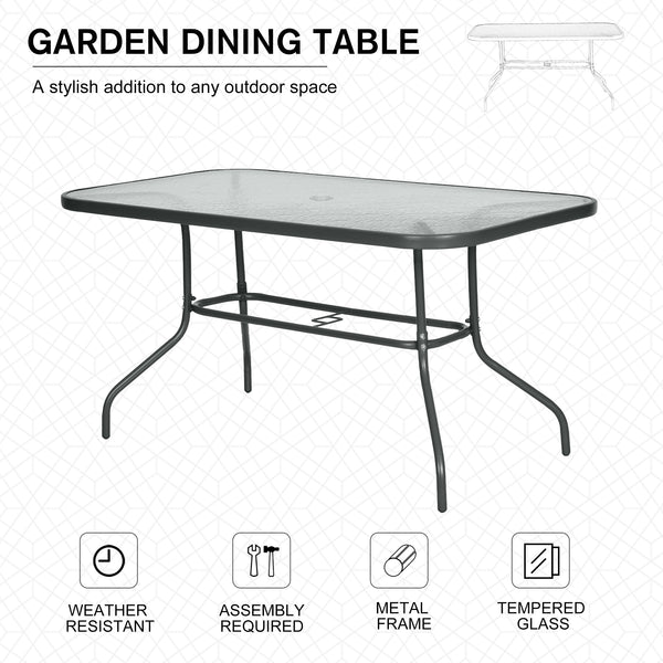 Metal garden table with parasol hole