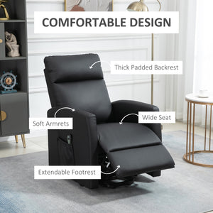 Electric Lift Recliner Chair with Remote Control and Side Pocket, Black