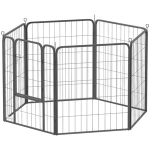 Heavy Duty Dog Playpen, 6 Panels for Outdoor and Indoor Use with Door and Strap, 80cm Height, Portable and Foldable