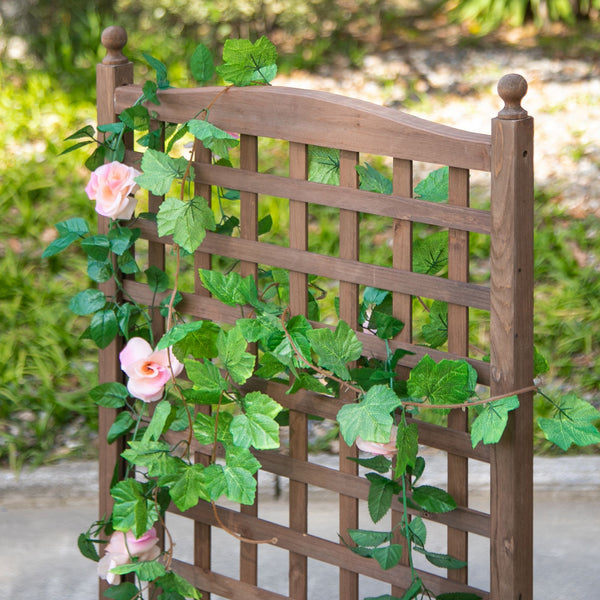 Raised planter with trellis, brown