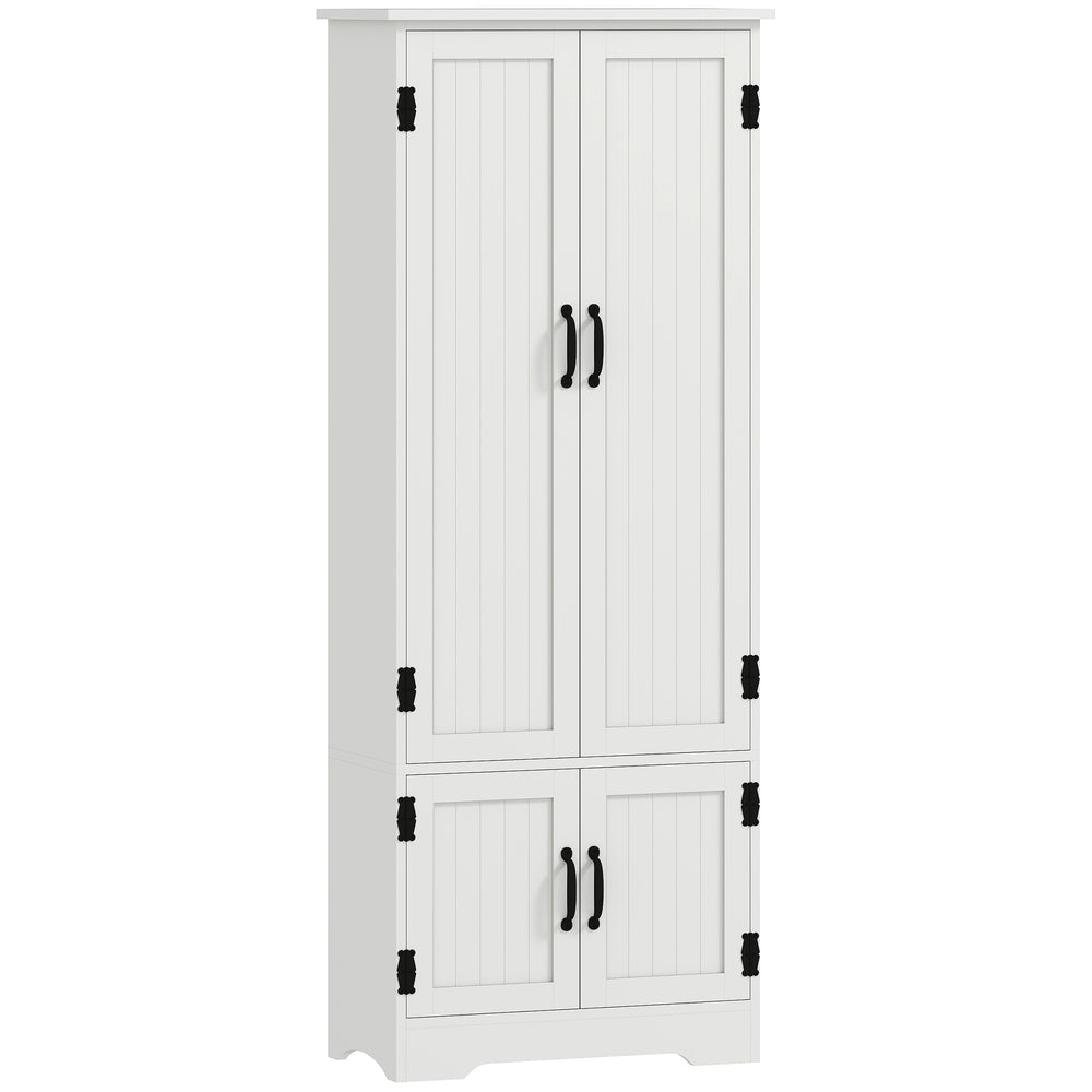 Multi-tier pantry with adjustable shelves, white