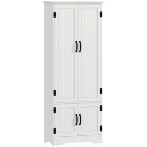 Multi-tier pantry with adjustable shelves, white