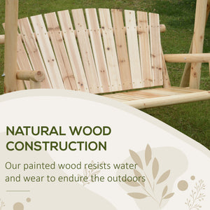 Freestanding 6.5' Wooden Loveseat Traditional Farmhouse Style Log Swing Natural Wood