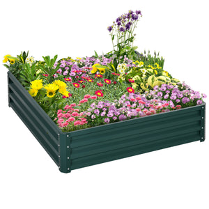 Raised planter made of galvanized steel, green 