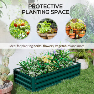 Set of 2 raised planters in galvanized steel, green 