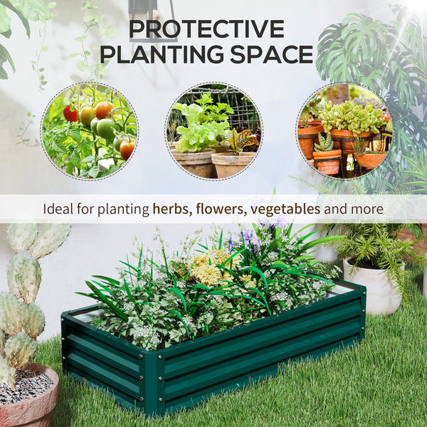 Set of 2 raised planters in galvanized steel, green 