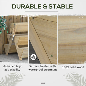 Raised wooden planter with 5 plant trays and 4 hooks