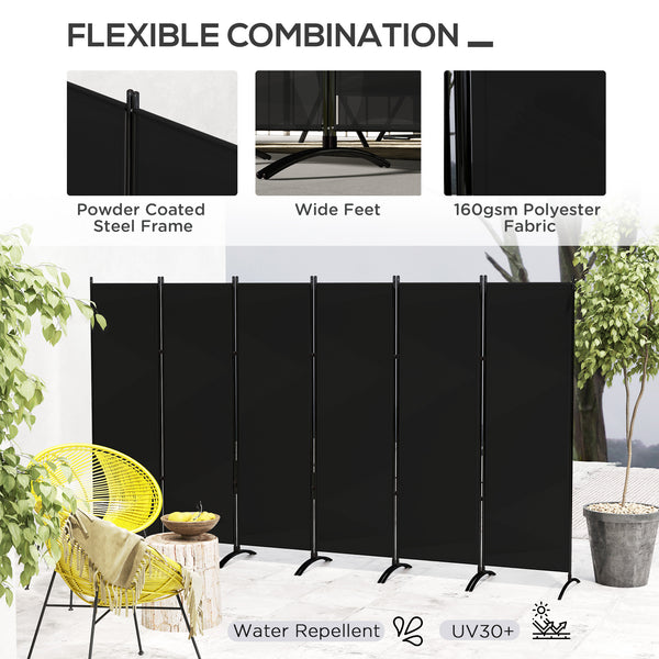 6-panel folding screen, UV30+ protection, black