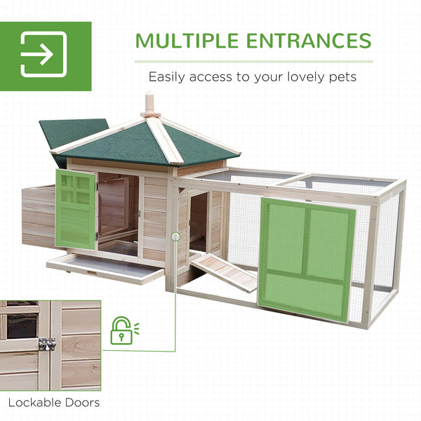 77" Chicken Coop with Nesting Box and Outdoor Run