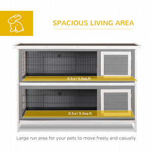2-Tier Wooden Rabbit Hutch, Grey