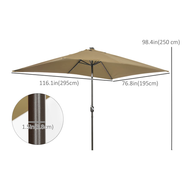 9.7-foot rectangular parasol, light brown