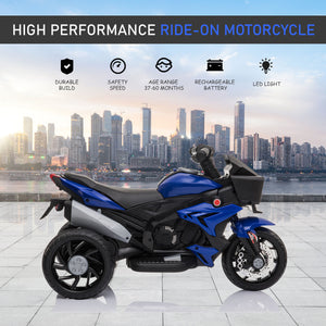 6V electric motorcycle with musical horn and headlights, blue