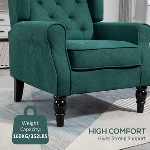 Button-upholstered accent chair, dark green