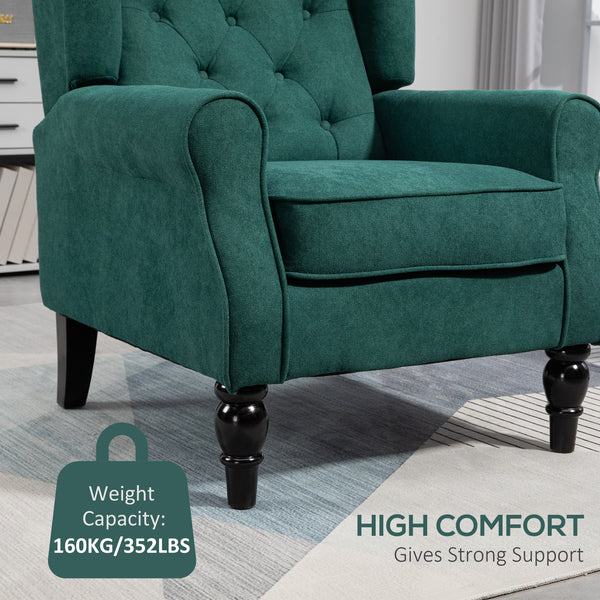 Button-upholstered accent chair, dark green