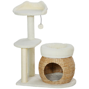 79cm Cat Tree with Scratching Posts, Cream White