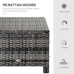 Rattan garden pouf with soft cushion, grey