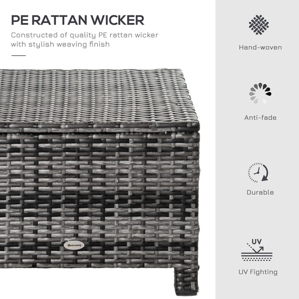 Rattan garden pouf with soft cushion, grey