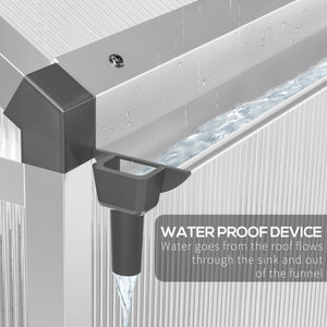 Aluminium greenhouse, gutter and ventilation, silver