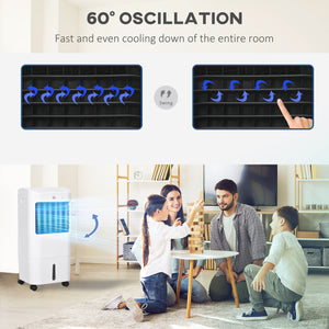 Tower fan with ice pack, remote control, 3 modes, 3 speeds, 7.5 h timer, white