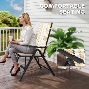Set of 2 outdoor chairs in woven resin with 5-position adjustable backrest