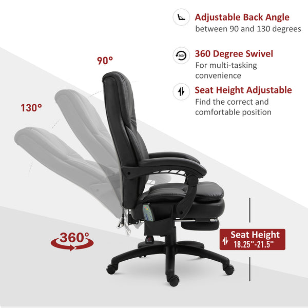 6-point vibration massage office chair with retractable footrest