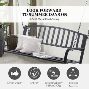 Porch swing with chain, black
