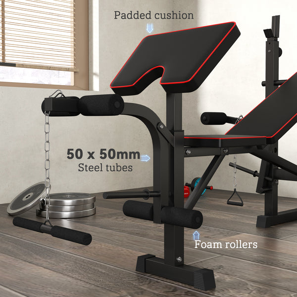 Weight bench with rack for home training