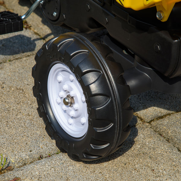 Pedal dump truck with removable trailer, yellow