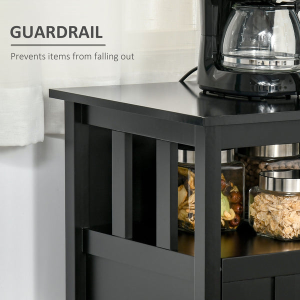Buffet with 2 doors and adjustable shelves for kitchen and dining room, black