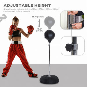 Adjustable freestanding punching bag with boxing gloves and pump – Black