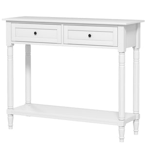 Modern Entryway Console Table with 2 Drawers, Storage Shelf, White