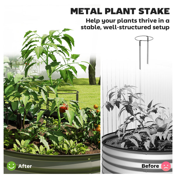 Raised outdoor planter in galvanized steel with metal support, dark grey