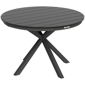 46.5" Outdoor Dining Table for 6, Round Picnic Table with Slatted Top for Balcony, Porch, Black