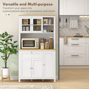 5-door kitchen cabinet with adjustable shelves, white