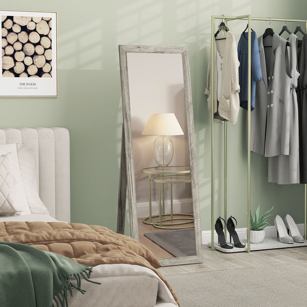 Full length mirror, grey wood grain 