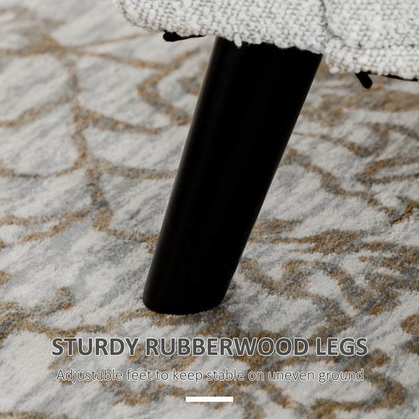 Upholstered storage bench with armrests, cream white