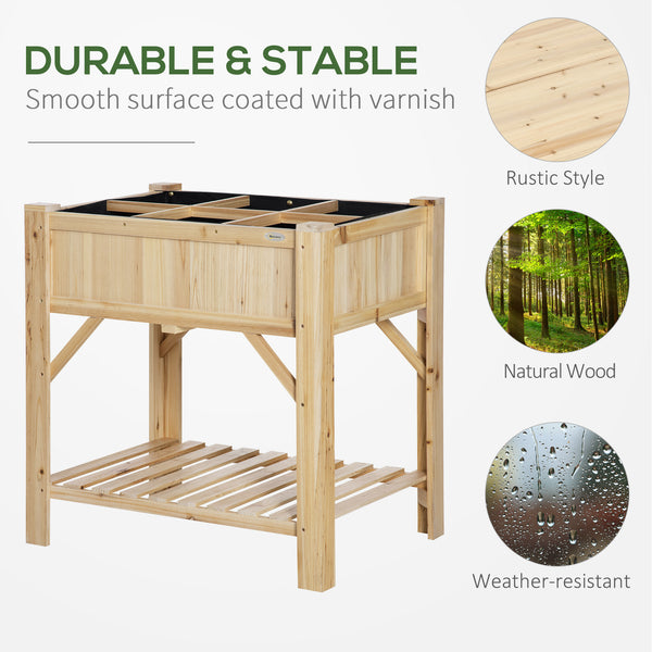 Raised planter with 6 pockets, storage shelf, and non-woven fabric