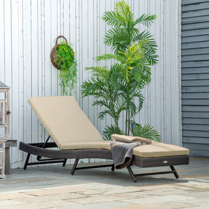 Reclining wicker chaise lounge with 5-position adjustable backrest