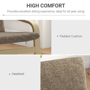 Upholstered accent chair with armrests and wooden frame – Dark brown